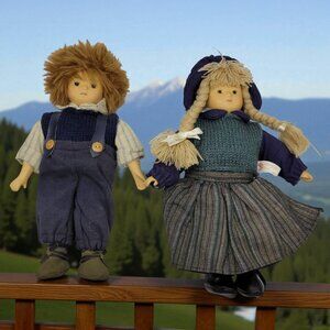 Boy and Girl Drobak Norwegian Dolls - Vintage
